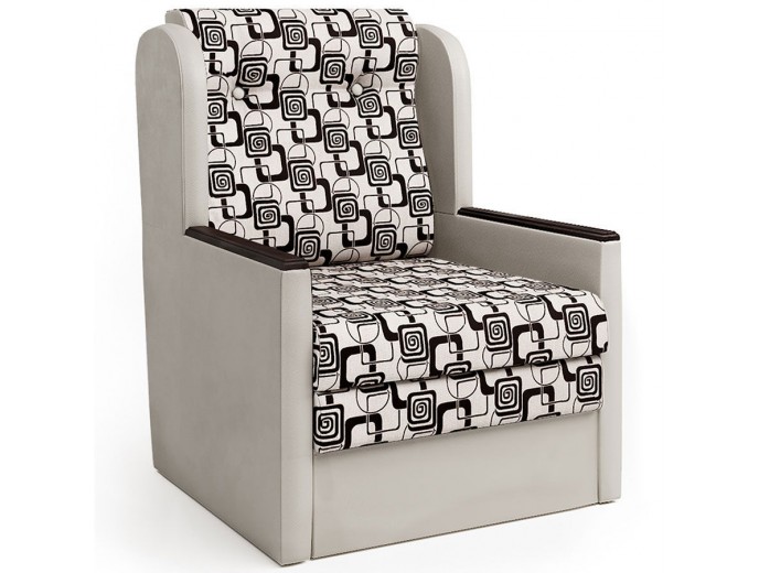 Кресло-кровать "Классика" Д шенилл ромб и экокожа беж