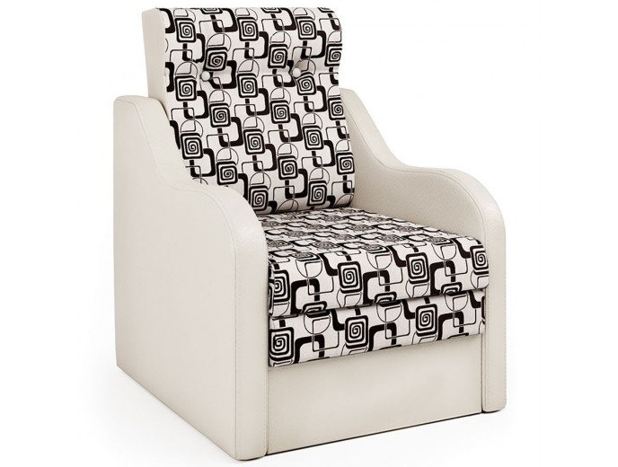 Кресло-кровать "Классика" В шенилл ромб и экокожа беж