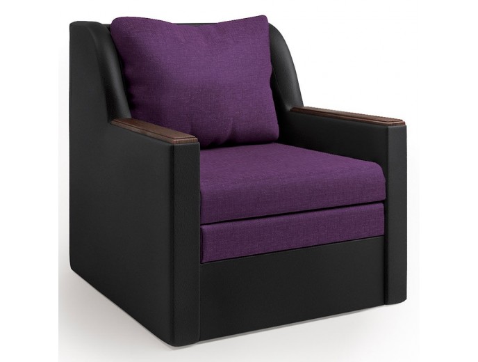 Кресло-кровать "Соло" рогожка фиолет и экокожа черный
