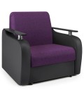 Кресло-кровать "Гранд Д" рогожка фиолет и экокожа черный