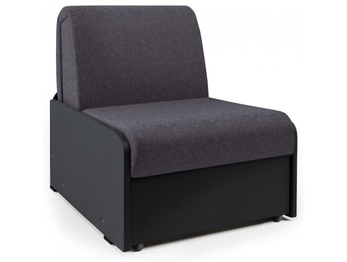 Кресло-кровать "Коломбо БП" рогожка серый и экокожа черный 