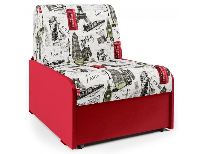 Кресло-кровать "Коломбо БП" велюр Париж экокожа красный