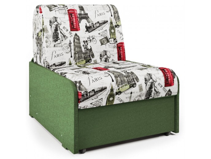 Кресло-кровать "Коломбо БП" велюр Париж рогожка зеленый 
