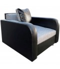 Кресло-кровать "Марс" серая рогожка черный кожзам
